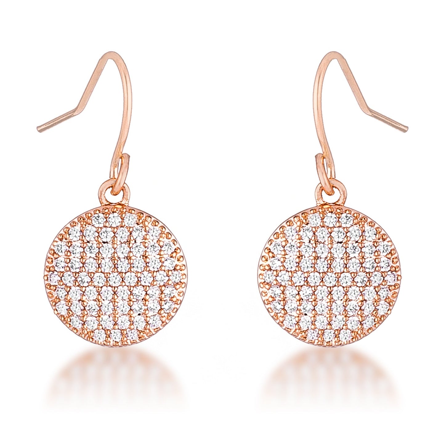.6 Ct Elegant CZ Rose Gold Plated Disk Earrings