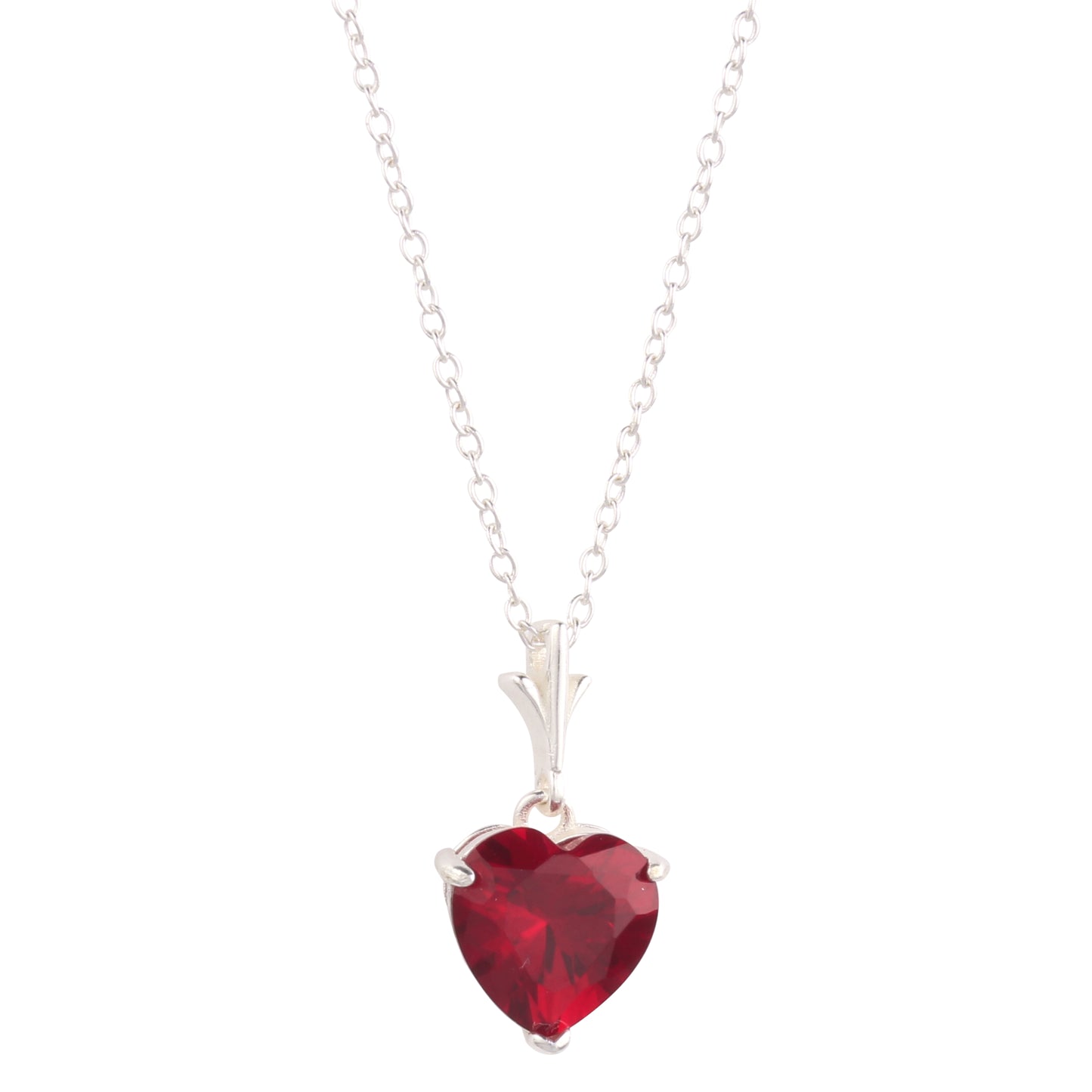 925 Sterling Silver Red Heart Pendant Necklace