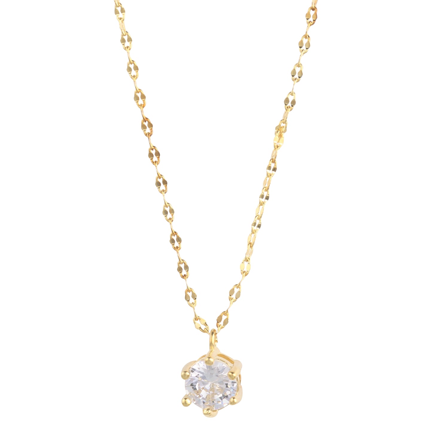 14K Gold Plated Solitaire Necklace