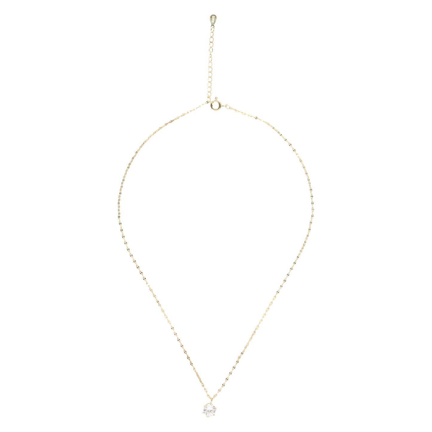 14K Gold Plated Solitaire Necklace