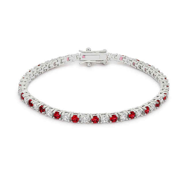 Ruby Red Cubic Zirconia Tennis Bracelet