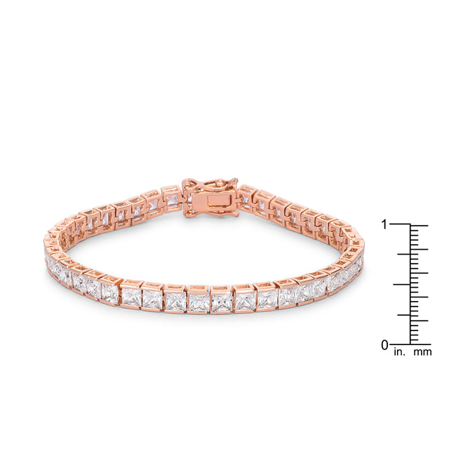 9.7Ct Princess Cut 7in CZ Rose Gold Bracelet