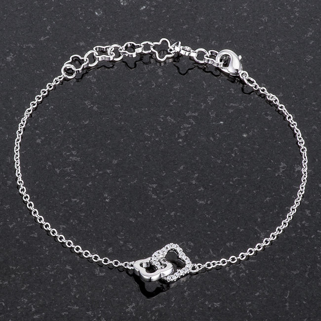 .1 Ct Rhodium Bracelet with Interlocking Floral Links