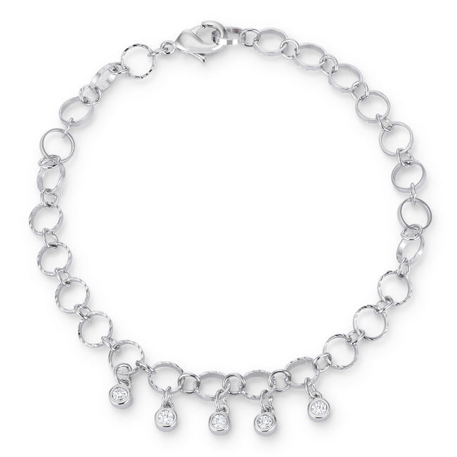 .55 Ct Stunning 8 Rhodium Bracelet with CZ Charms