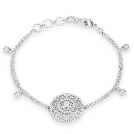 .5 Ct Rhodium Bracelet with Interlocking Circles and CZ