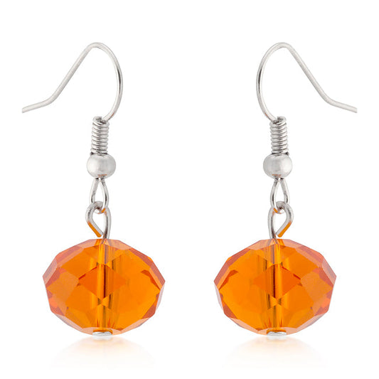 Orange Faceted Bead Earrings