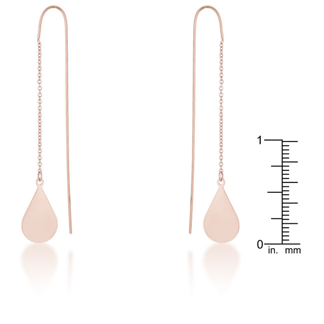 Chloe Rose Gold Stainless Steel Teardrop Threaded Drop Earrings