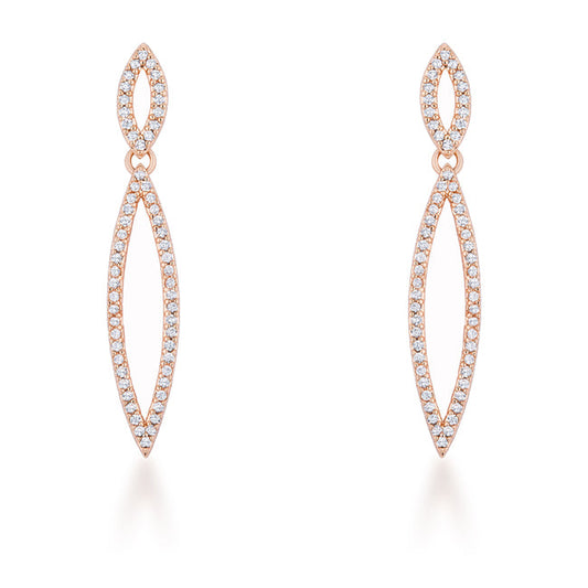 Sara 1.2ct CZ Rose Gold Delicate Double Teardrop Drop Earrings