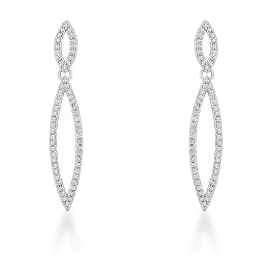 Sara 1.2ct CZ Rhodium Delicate Double Teardrop Drop Earrings