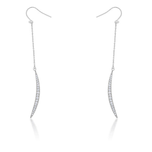 Luna 0.5ct CZ Rhodium Delicate Moon Drop Earrings