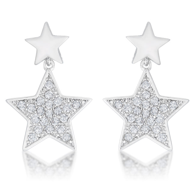 Bianca 0.5ct CZ Rhodium Star Drop Earrings