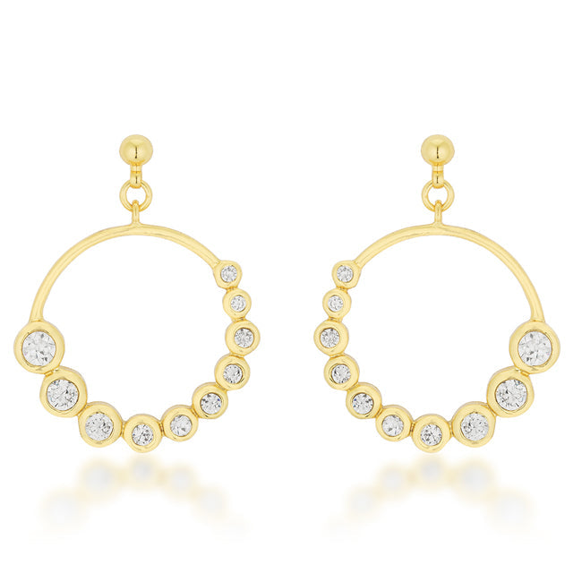 Golden Graduated Cubic Zirconia Circle Earrings