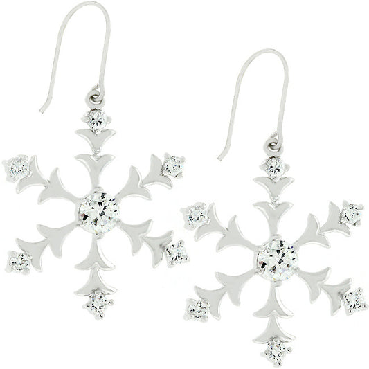 Silver Snowflake Dangle Earrings