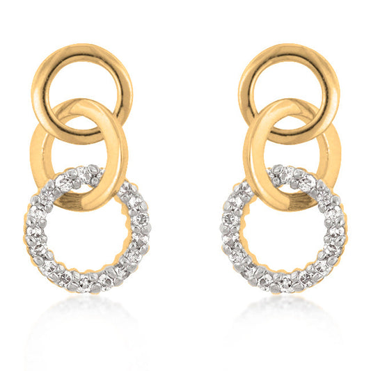 Goldtone Finish Triplet Hooplet Earrings