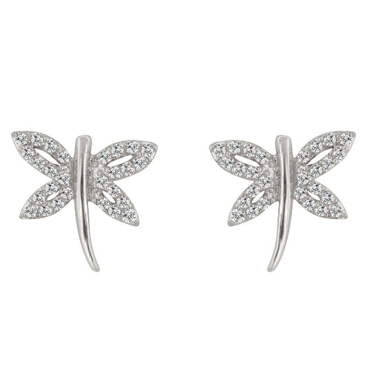 Cubic Zirconia Dragonfly Earrings