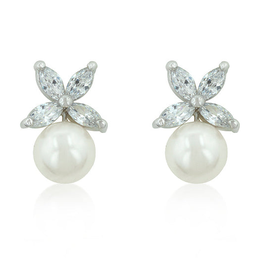 Butterfly Pearl Stud Earrings