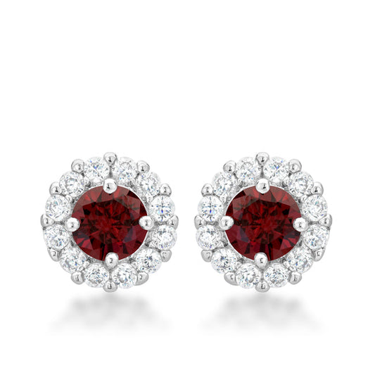 Bella Bridal Earrings in Garnet Red