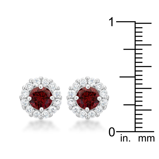 Bella Bridal Earrings in Garnet Red