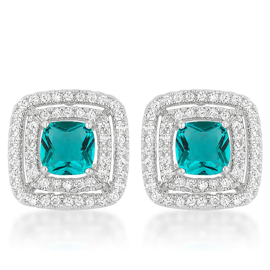 Aqua Halo Stud Earrings