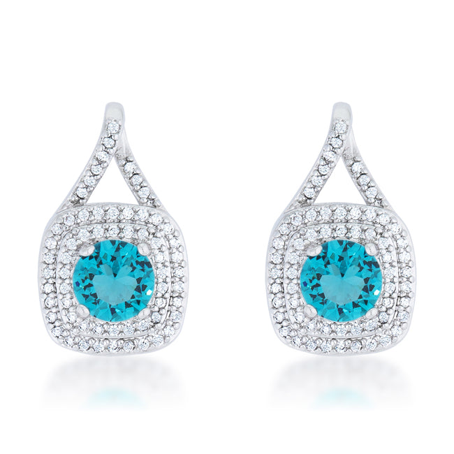 Christal 2.3ct Aqua CZ Rhodium Classic Drop Earrings