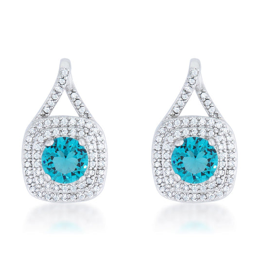 Christal 2.3ct Aqua CZ Rhodium Classic Drop Earrings