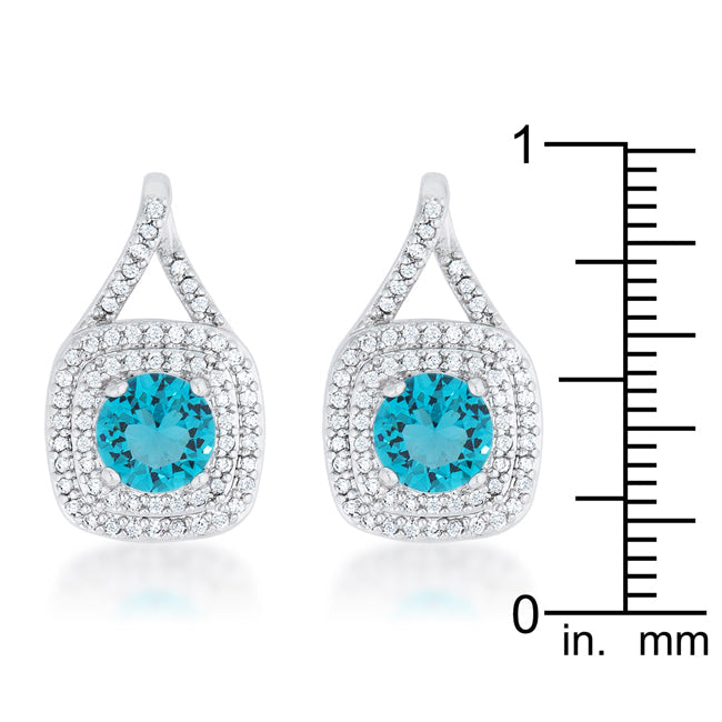 Christal 2.3ct Aqua CZ Rhodium Classic Drop Earrings