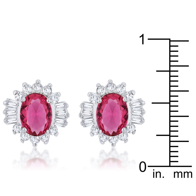 Chrisalee 3.3ct Ruby CZ Rhodium Classic Stud Earrings