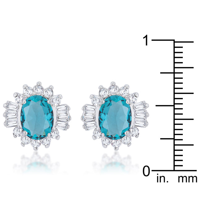 Chrisalee 3.3ct Aqua CZ Rhodium Classic Stud Earrings