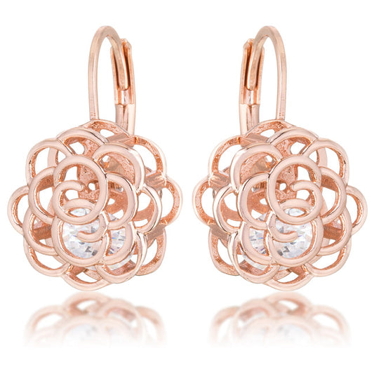 Maya 1.5ct CZ Rose Gold Rose Drop Earrings