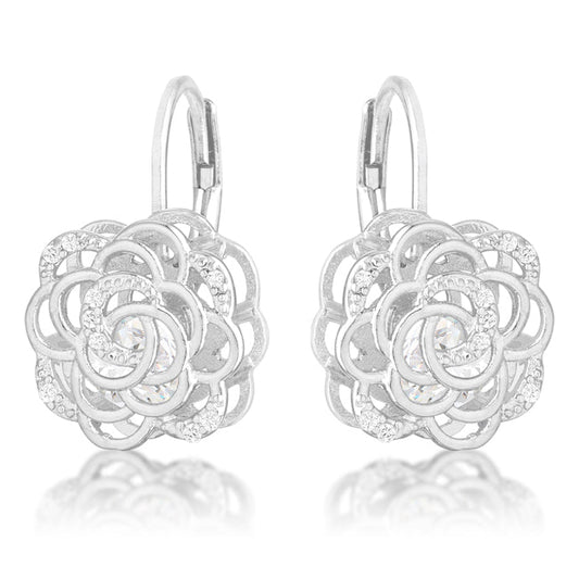 Maya 1.5ct CZ Rhodium Rose Drop Earrings