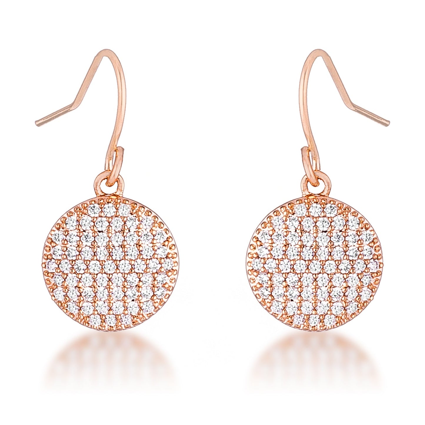 .6 Ct Elegant CZ Rose Gold Plated Disk Earrings