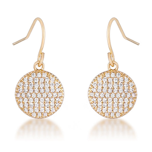 .6 Ct Elegant CZ Gold Plated Disk Earrings