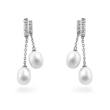 Pearl Diamond Dangles