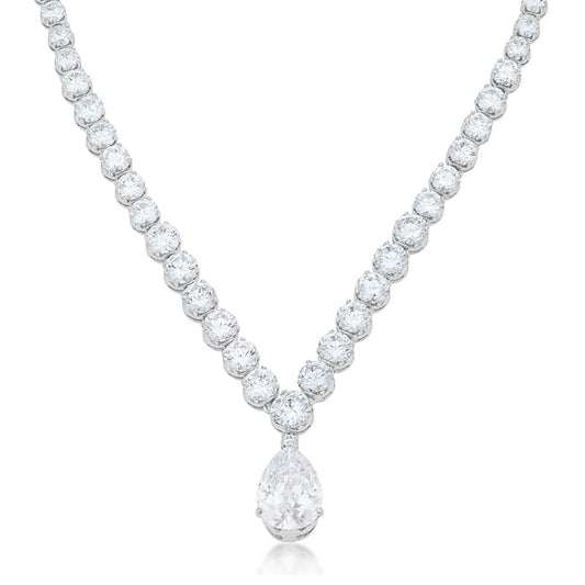 Bejeweled Cubic Zirconia Pear Drop Necklace