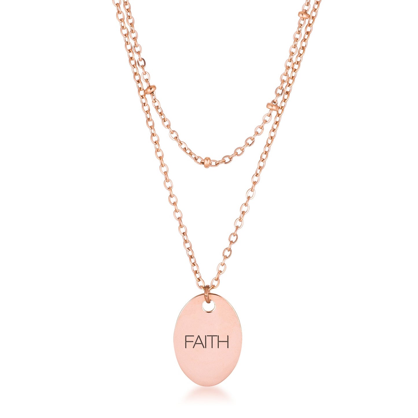 Rose Gold Plated Double Chain FAITH Necklace