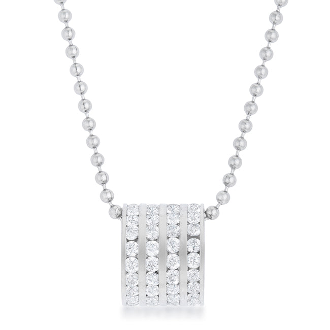 Dreya 1.1ct CZ Rhodium Stainless Steel Necklace