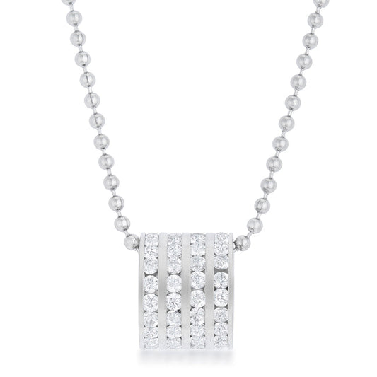Dreya 1.1ct CZ Rhodium Stainless Steel Necklace
