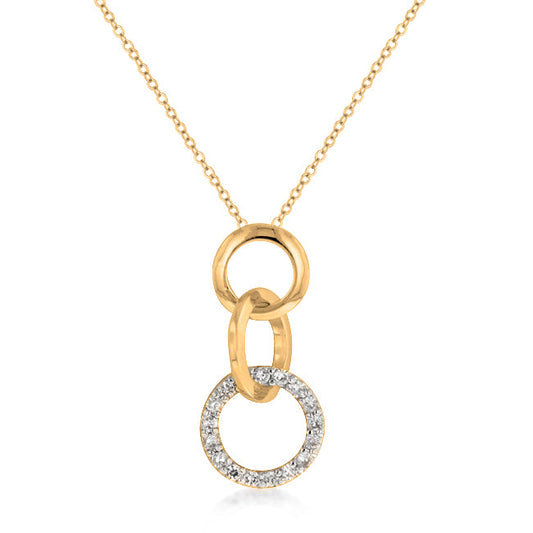 Goldtone Finish Triplet Hooplet Pendant