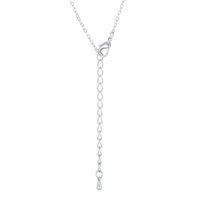 Rhodium Necklace with CZ Disk Pendant