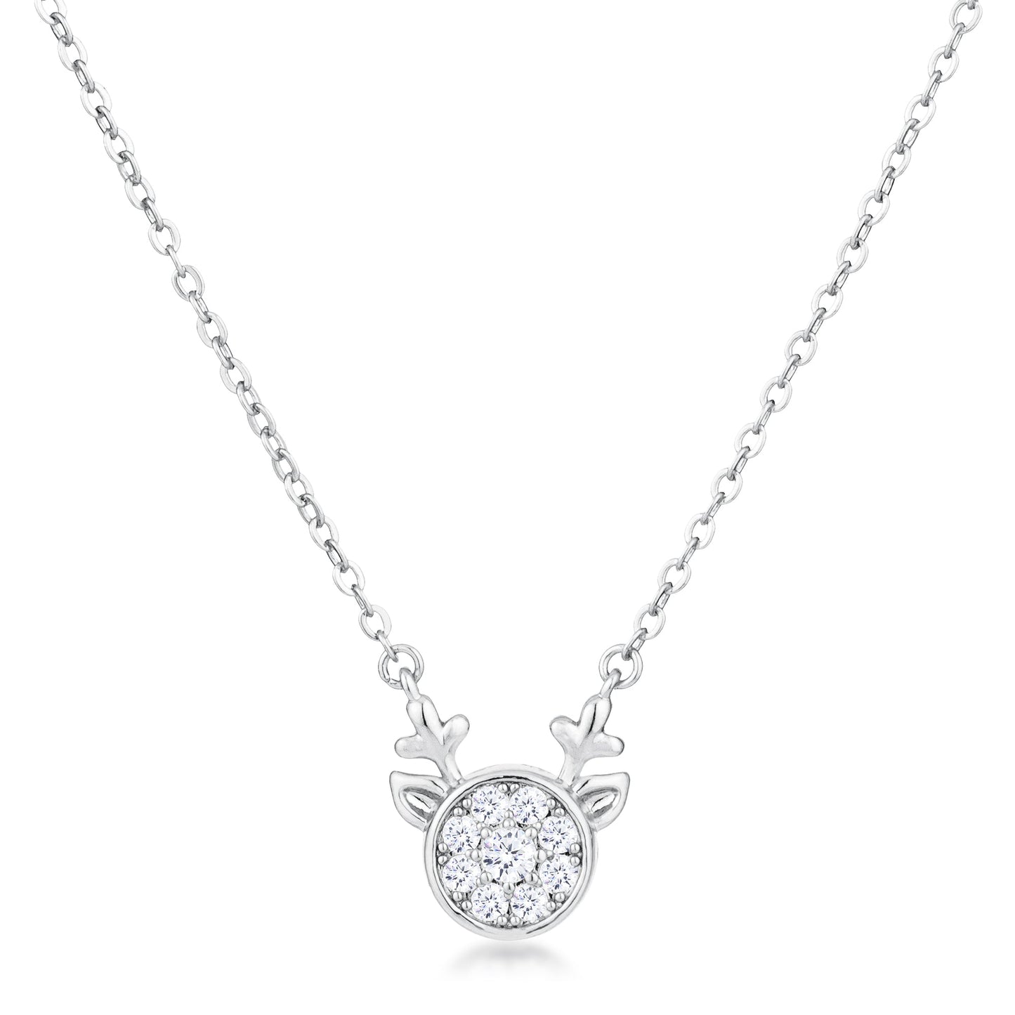 3.88Ct Rhodium Reversible Champagne CZ Reindeer Pendant