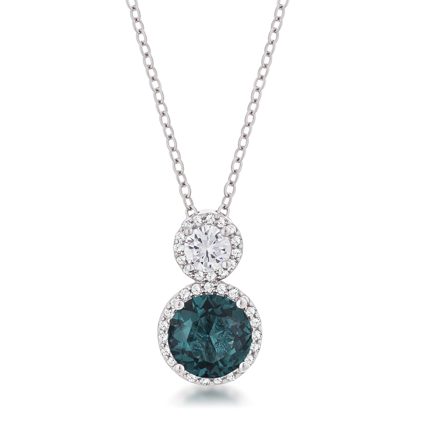 5Ct Rhodium Plated Teal Snowman CZ Pendant