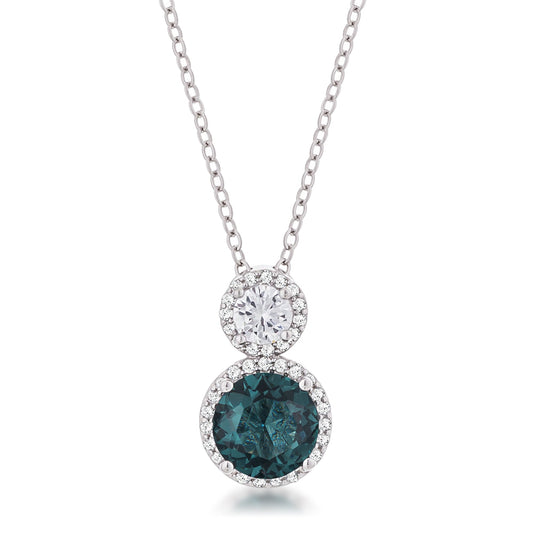 5Ct Rhodium Plated Teal Snowman CZ Pendant