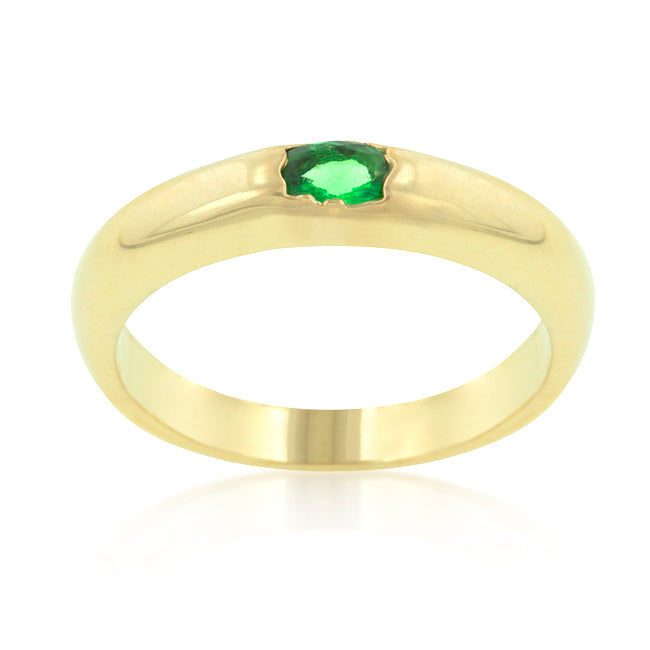 Green Oval Simple Ring