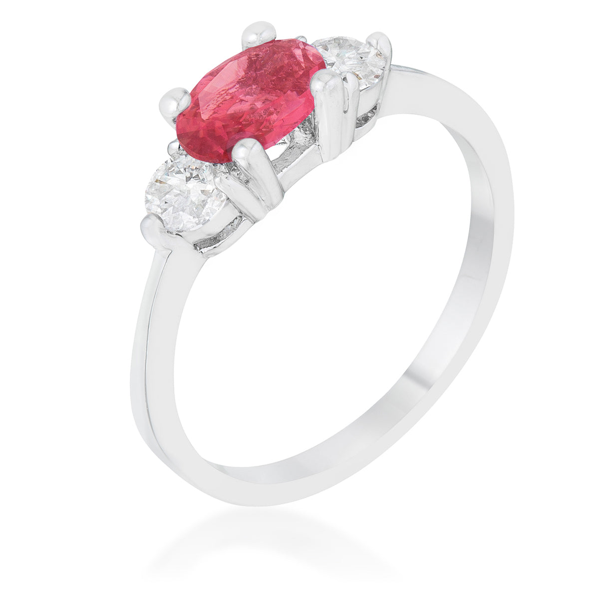 Miranna 1.2ct Fuchsia CZ Rhodium Classic Oval Ring