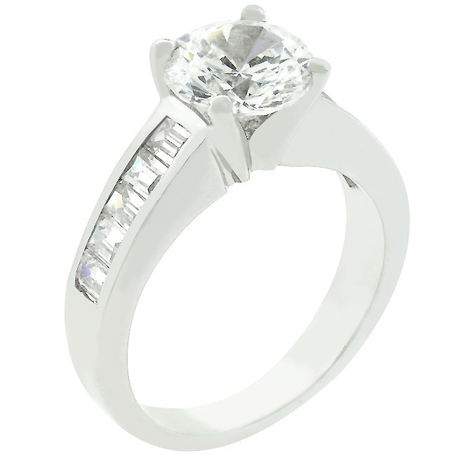 Classic Rhodium Plated Engagement Ring