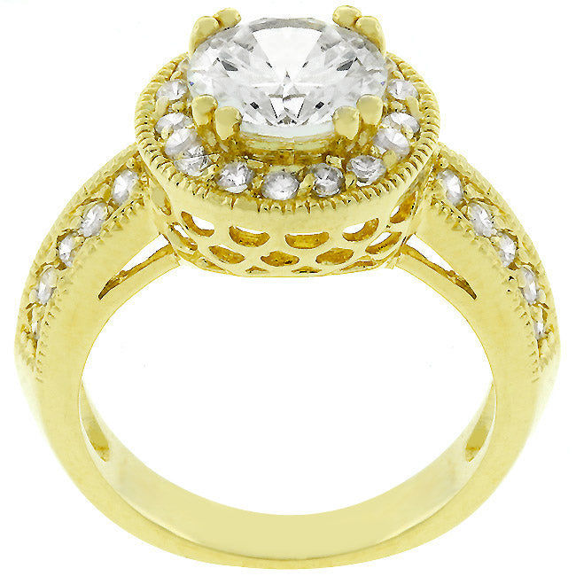 Pave Halo Vintage Crown Ring