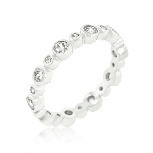 Alternating Bezel Linked Cubic Zirconia Eternity Band