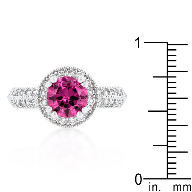 Fuchsia Halo Engagement Ring