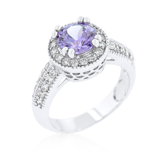 Lavender Halo Engagement Ring