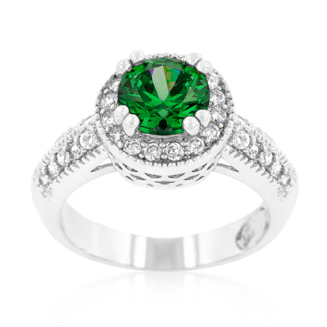 Emerald Halo Engagement Ring